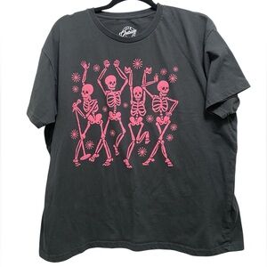 Pink Dancing Skeletons Graphic Tee - Gray